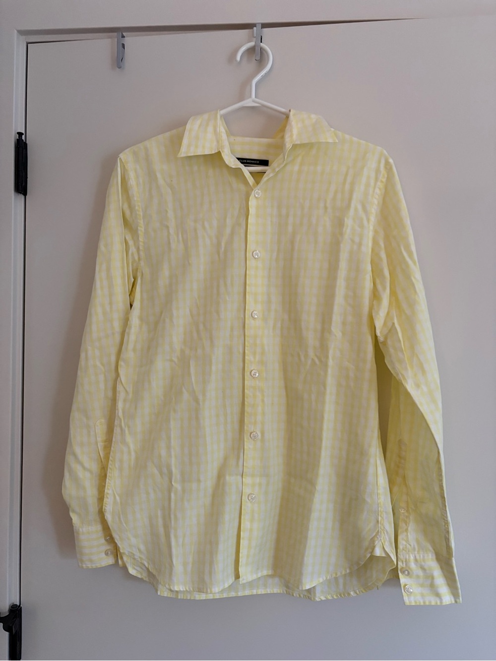 Club Monaco Yellow Gingham Button-Down Shirt